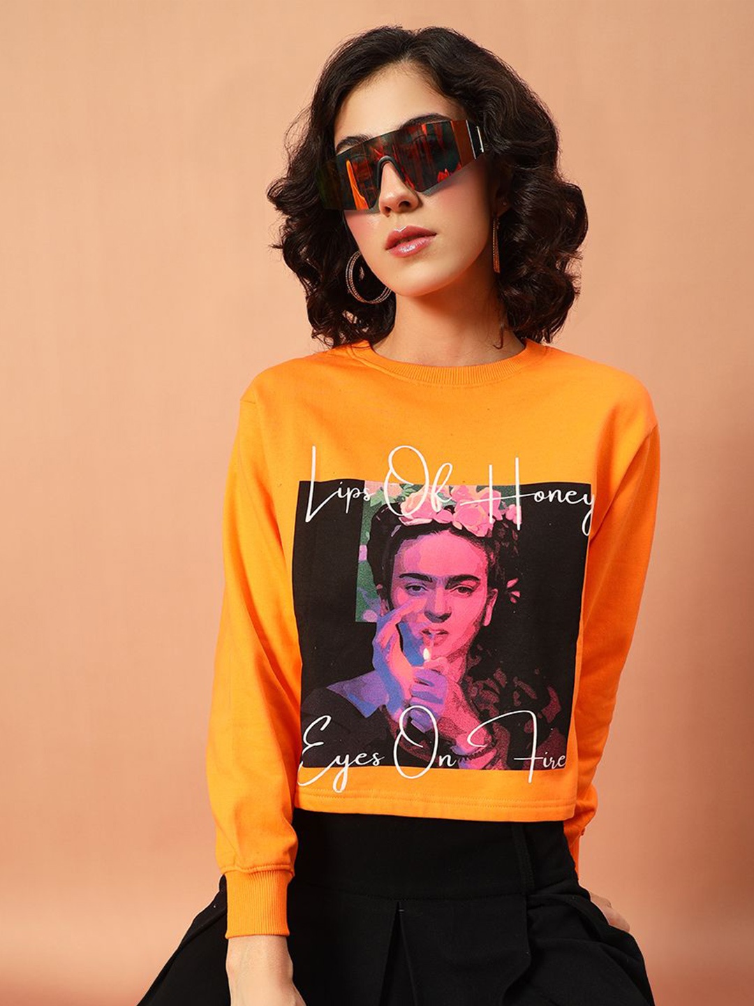 

The Dry State Women Graphic Printed Long Sleeves Sweatshirt, Yellow