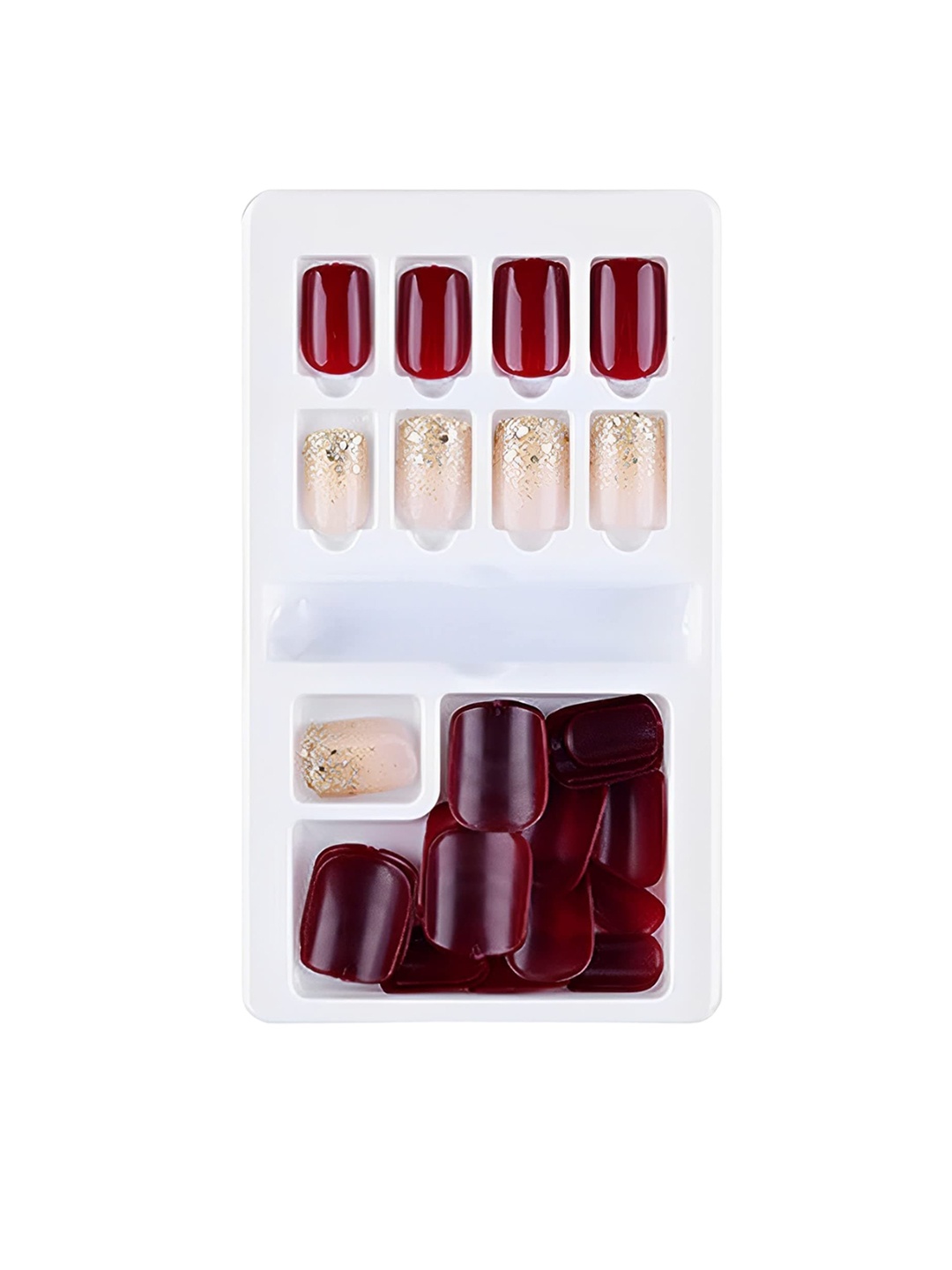

SYGA 30Pcs Long-Lasting Press-On Artificial Nails - Red F635-13, Maroon