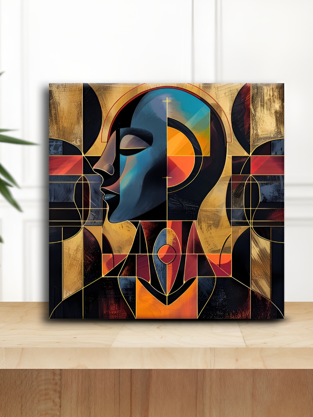 

OLIVE TREE Brown & Blue Abstract Canvas Painting Wall Art