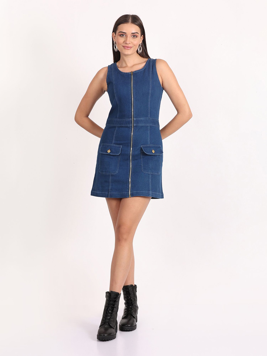 

SUMAVI-FASHION Denim A-Line Dress, Blue