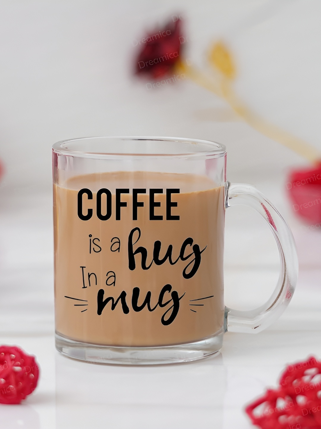 

SUBLIKRAFT Transparent and Black Text or Slogans Printed Glass Glossy Mug 330 ml