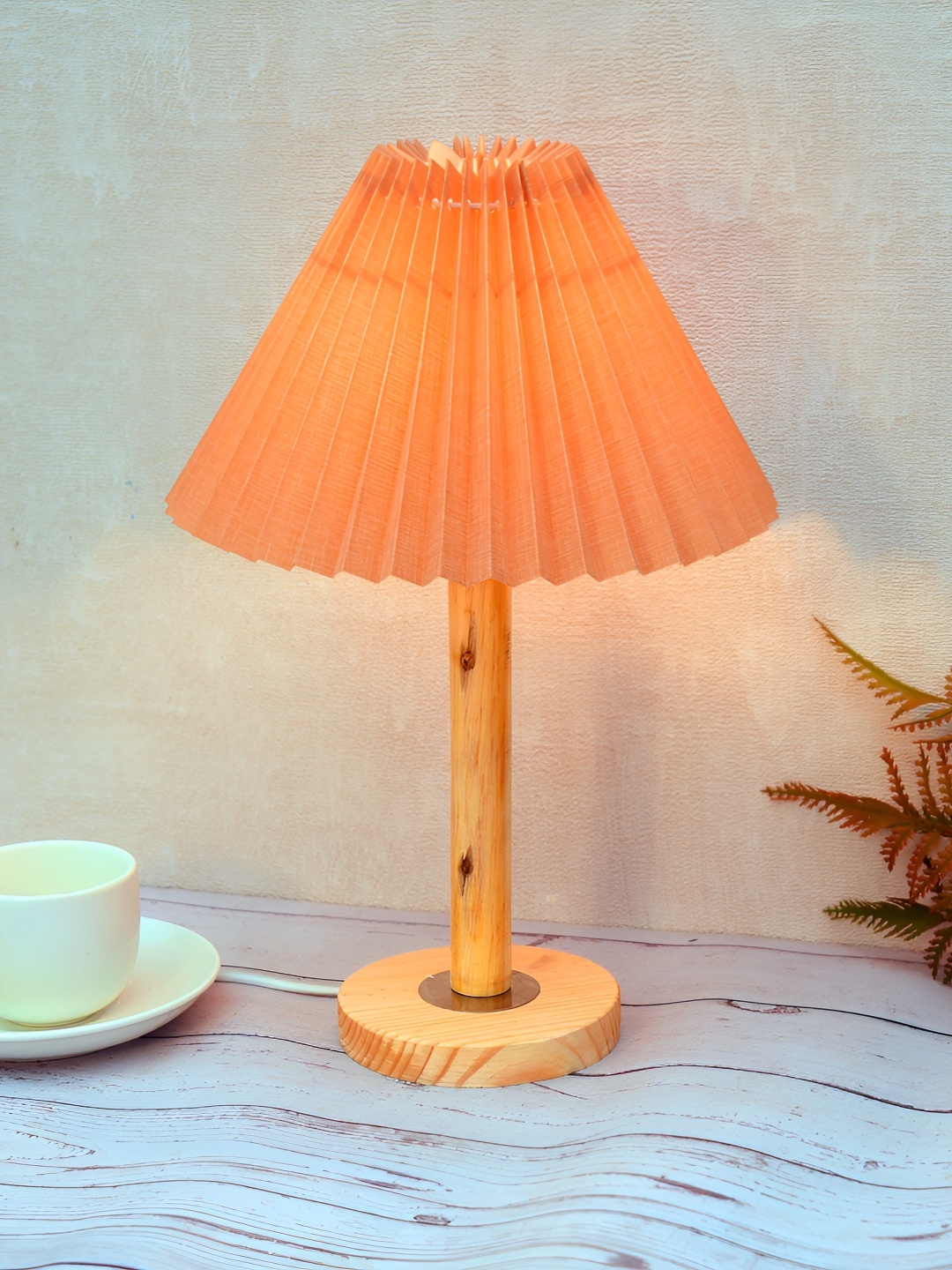 

Homesake Brown Wood Contemporary Bell Shaped Table Lamp
