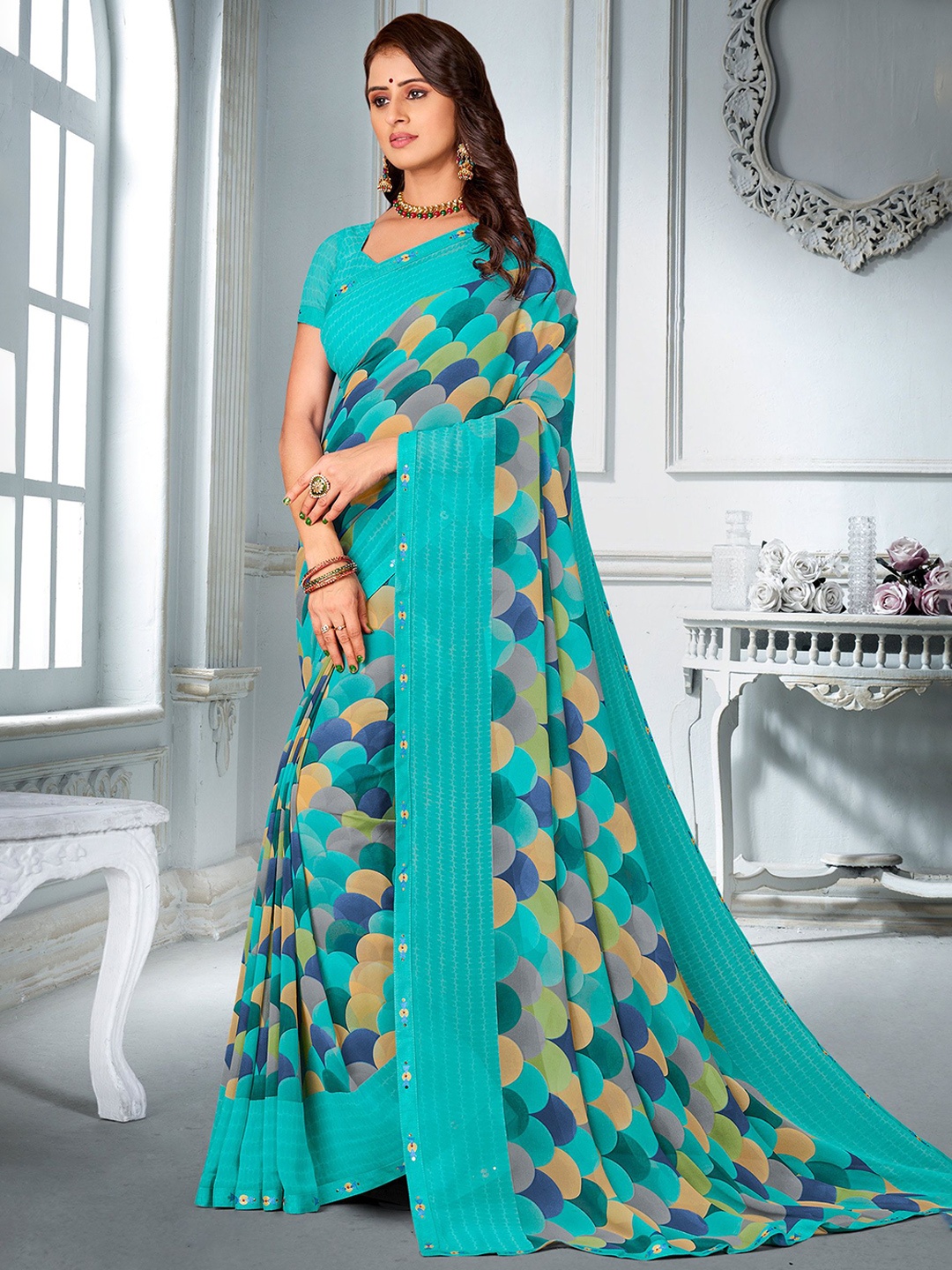 

Laxmipati Women Printed Designer Saree, Blue