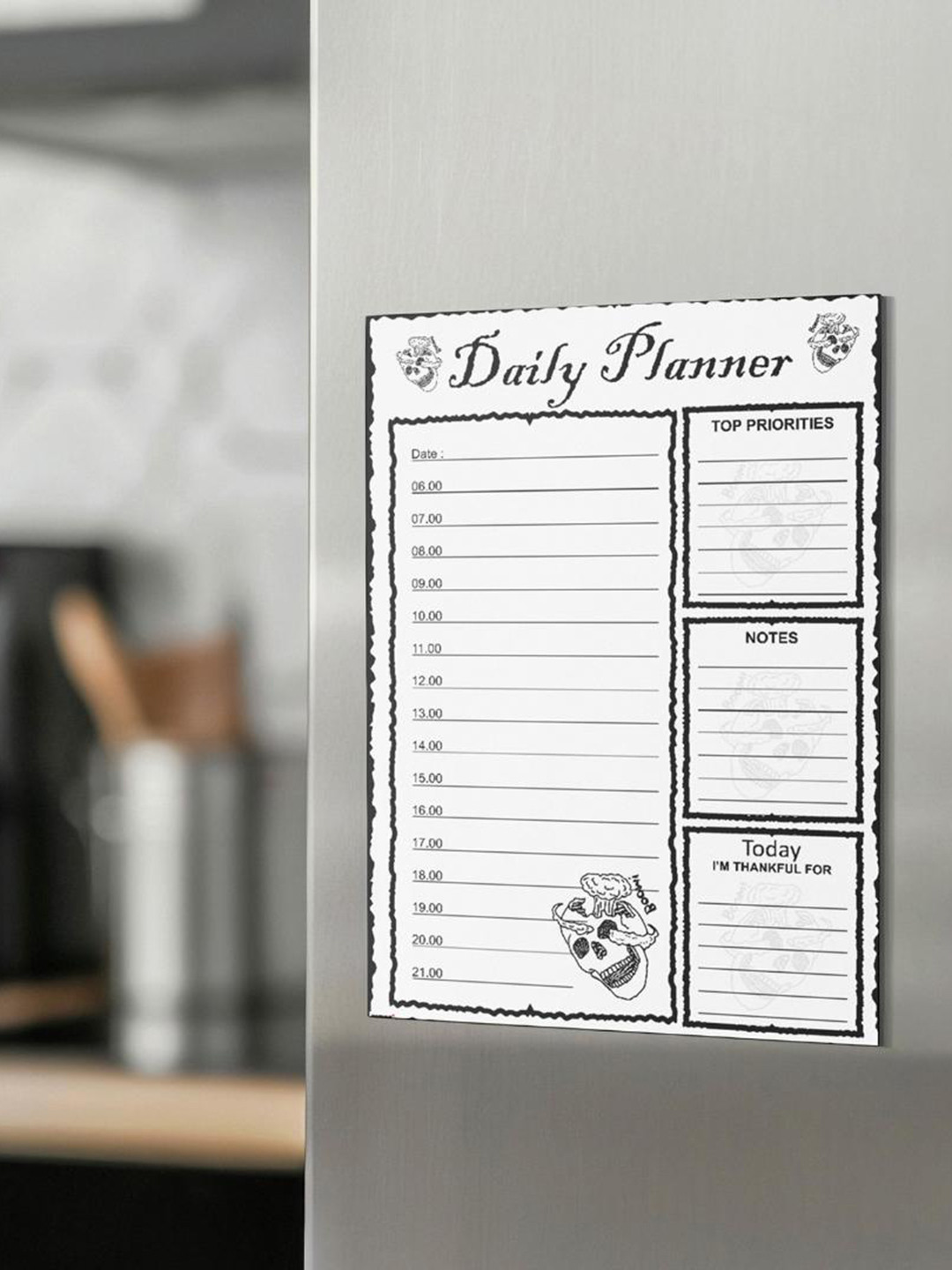 

CVANU White & Black Printed Fridge Magnetic Sticker