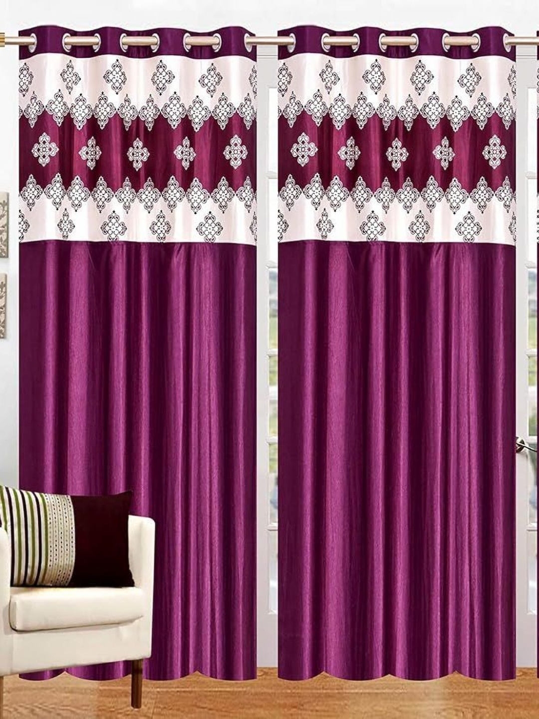 

Lunar Days Purple Set of 4 Floral Room Darkening Door Curtain