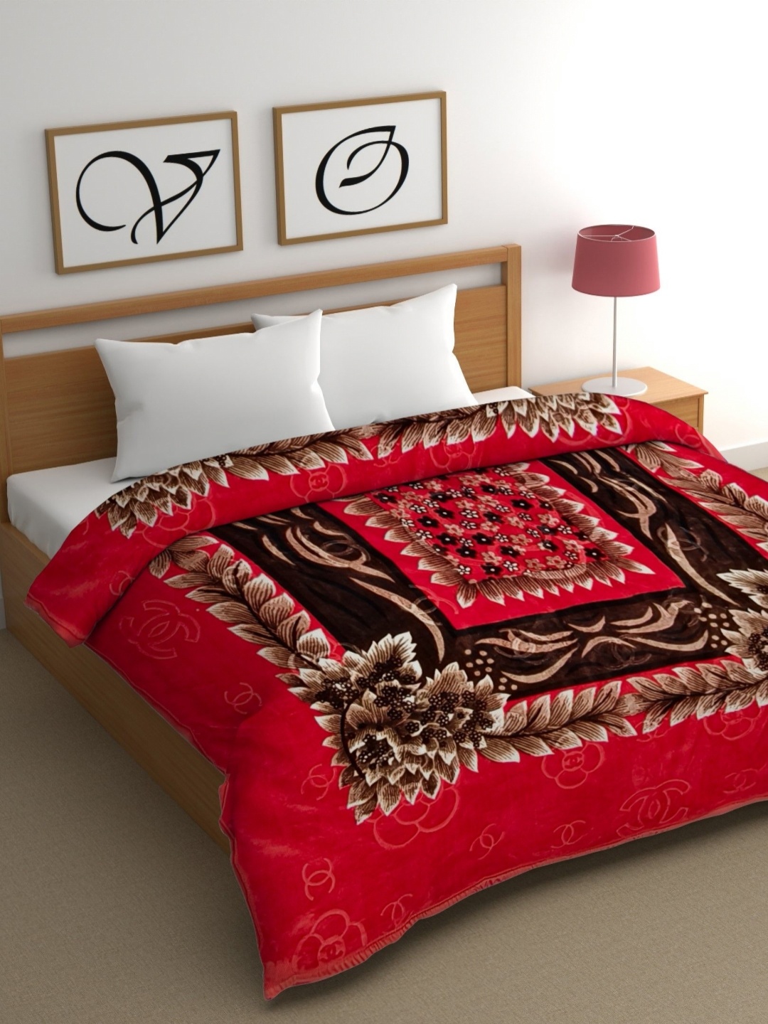 

CG HOMES Red & Black Mink Heavy Winter 350 GSM Double Bed Blanket
