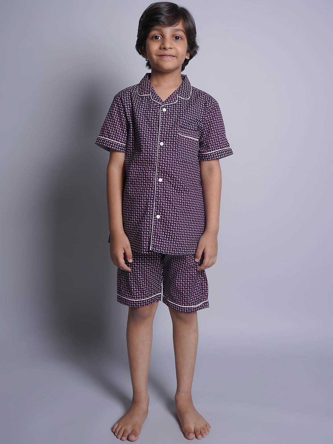 

Biglilpeople Boys Printed Pure Cotton Night suit, Blue