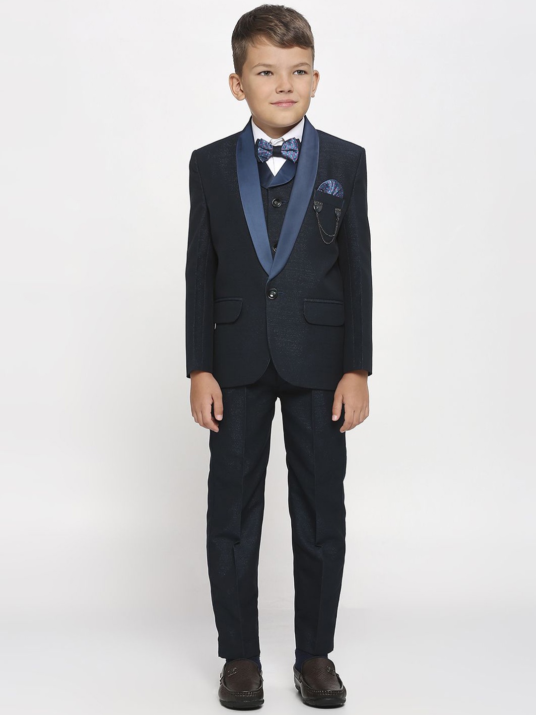

YK Infant Boys 5 Pcs Single Breasted Suits, Navy blue