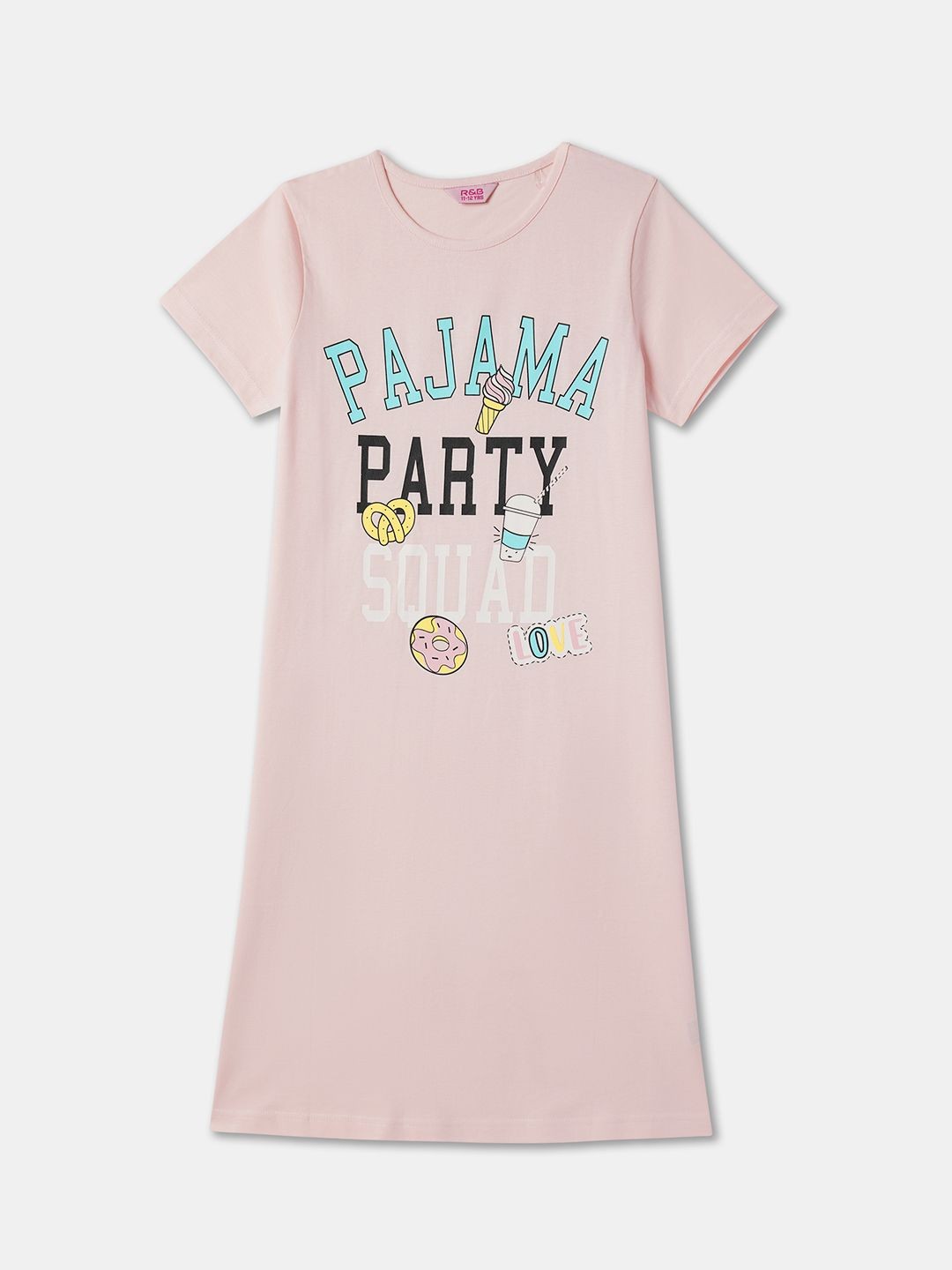 

R&B Girls Printed Nightdress, Purple