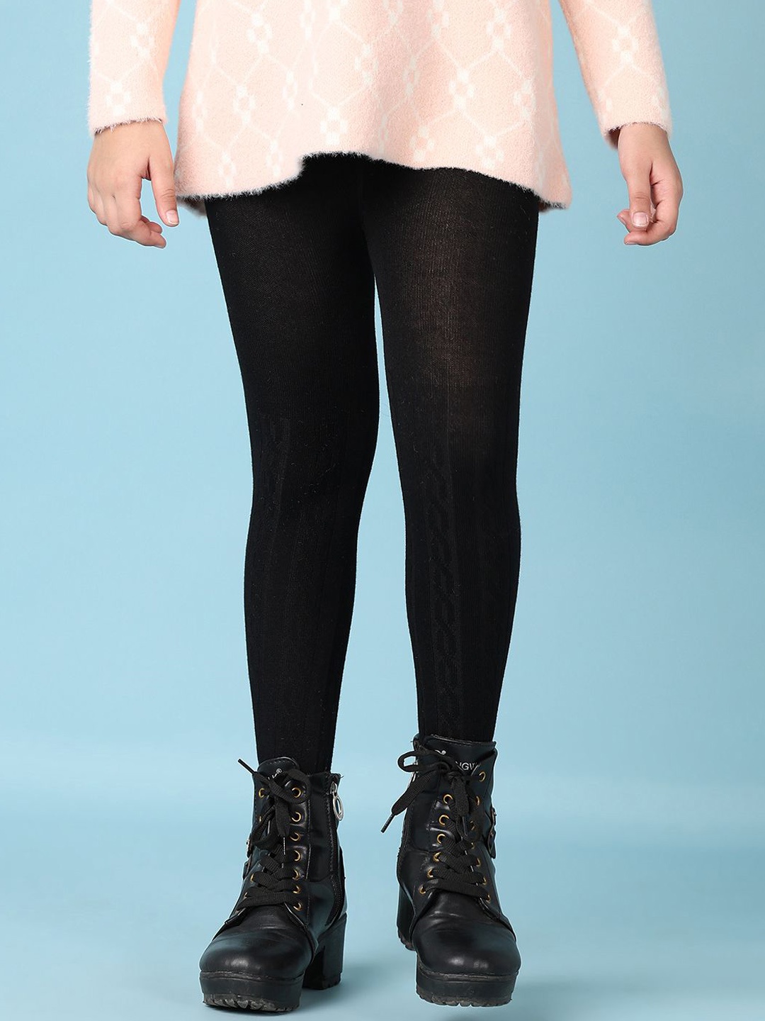 

V-Mart Girls Cotton Ankle-Length Leggings, Black