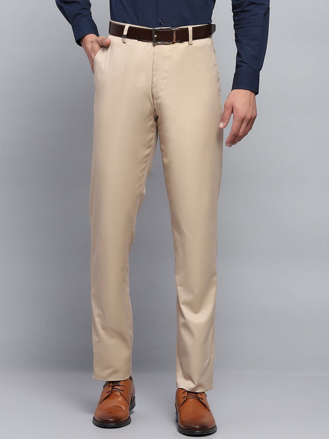 

Monte Carlo Men Regular Fit Formal Trousers, Beige