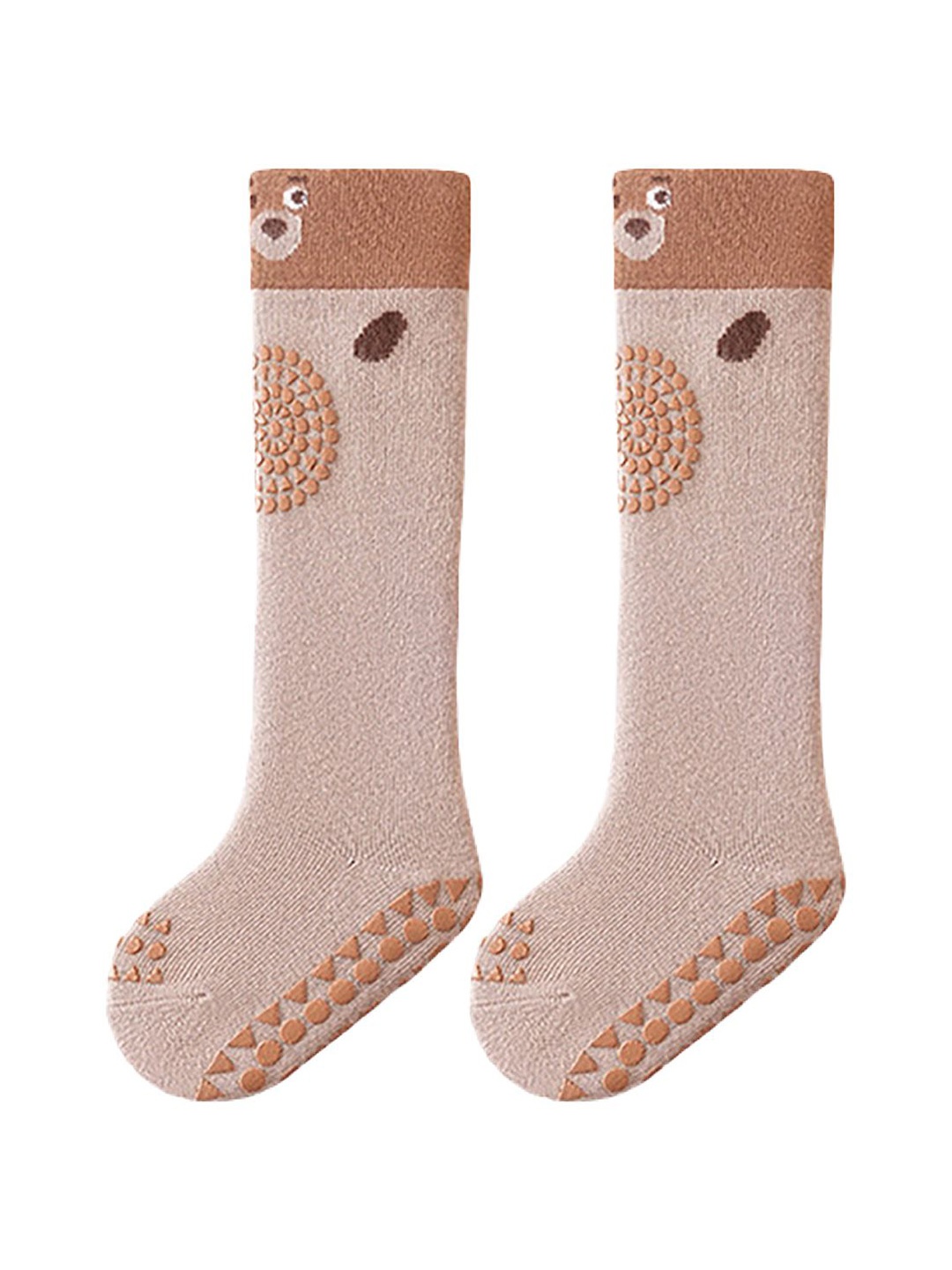 

SYGA Kids Printed Above Knee Length Socks, Brown