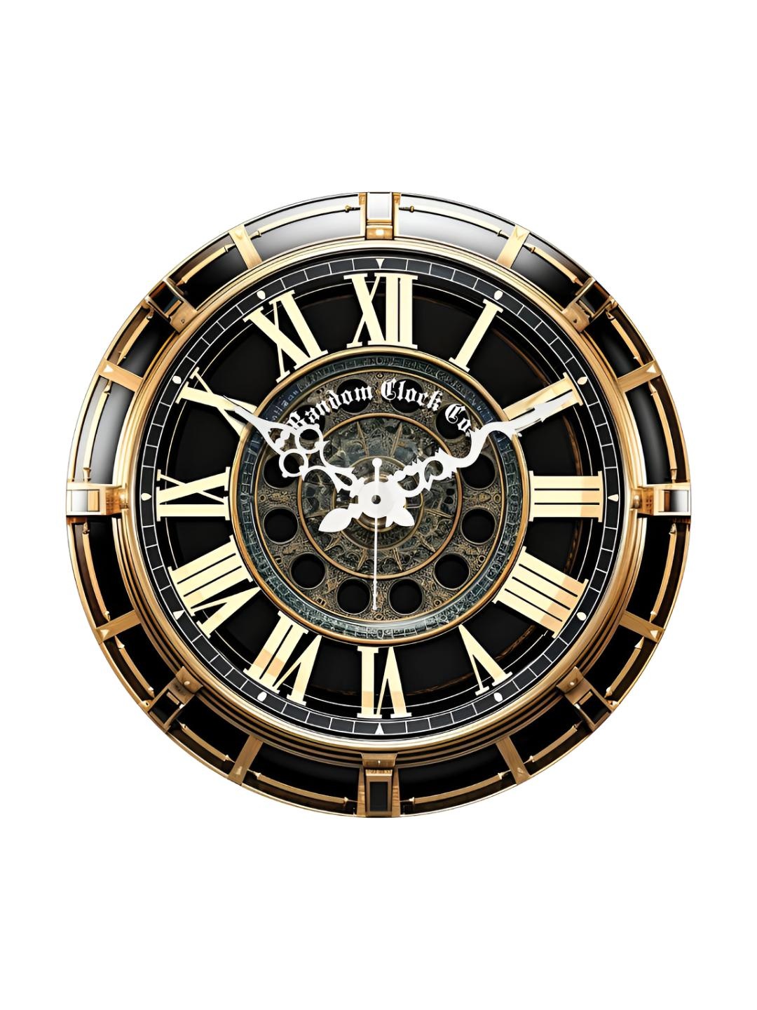 

RANDOM Printed Round Shaped Sweep Silent Movement Contemporary Wall Clock, Black