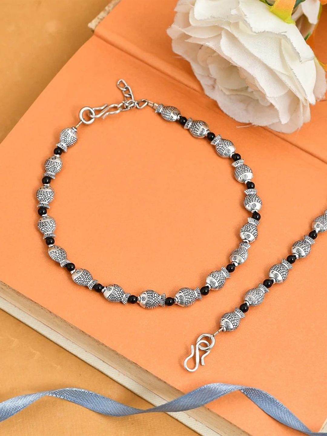 

HIGH TRENDZ Silver-Plated Beaded Anklets