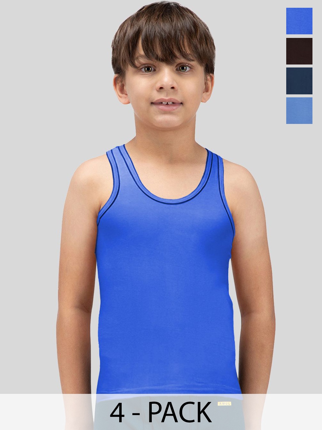 

AMUL COMFY Boy Pack Of 6 Pure Cotton Innerwear Vests, Blue