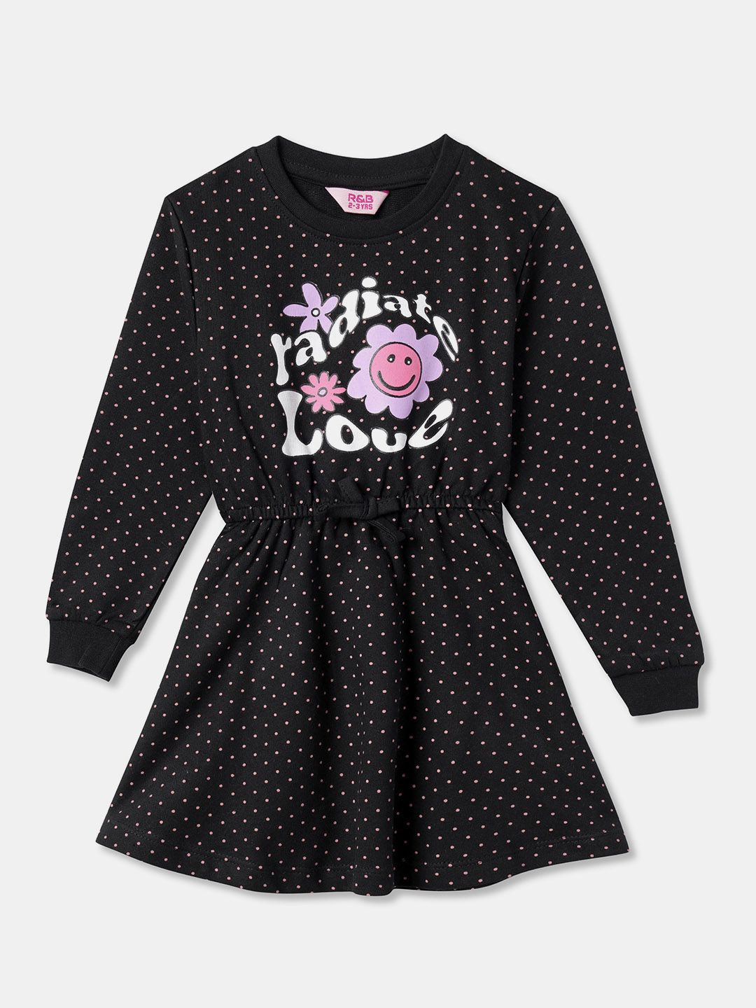 

R&B Girls Knit Cotton Dress, Black