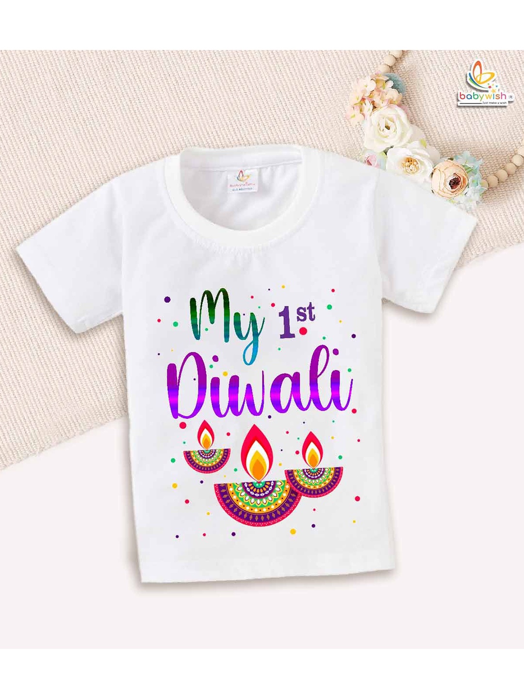 

Babywish Unisex Kids Graphic Printed Round Neck Cotton T-shirt, White