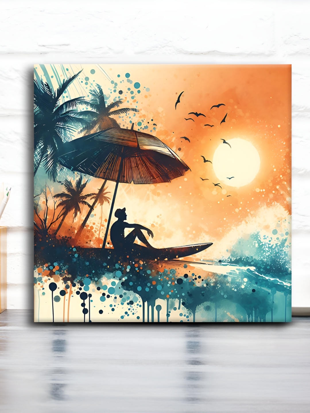 

OLIVE TREE Orange & Green Canvas Wall Painting