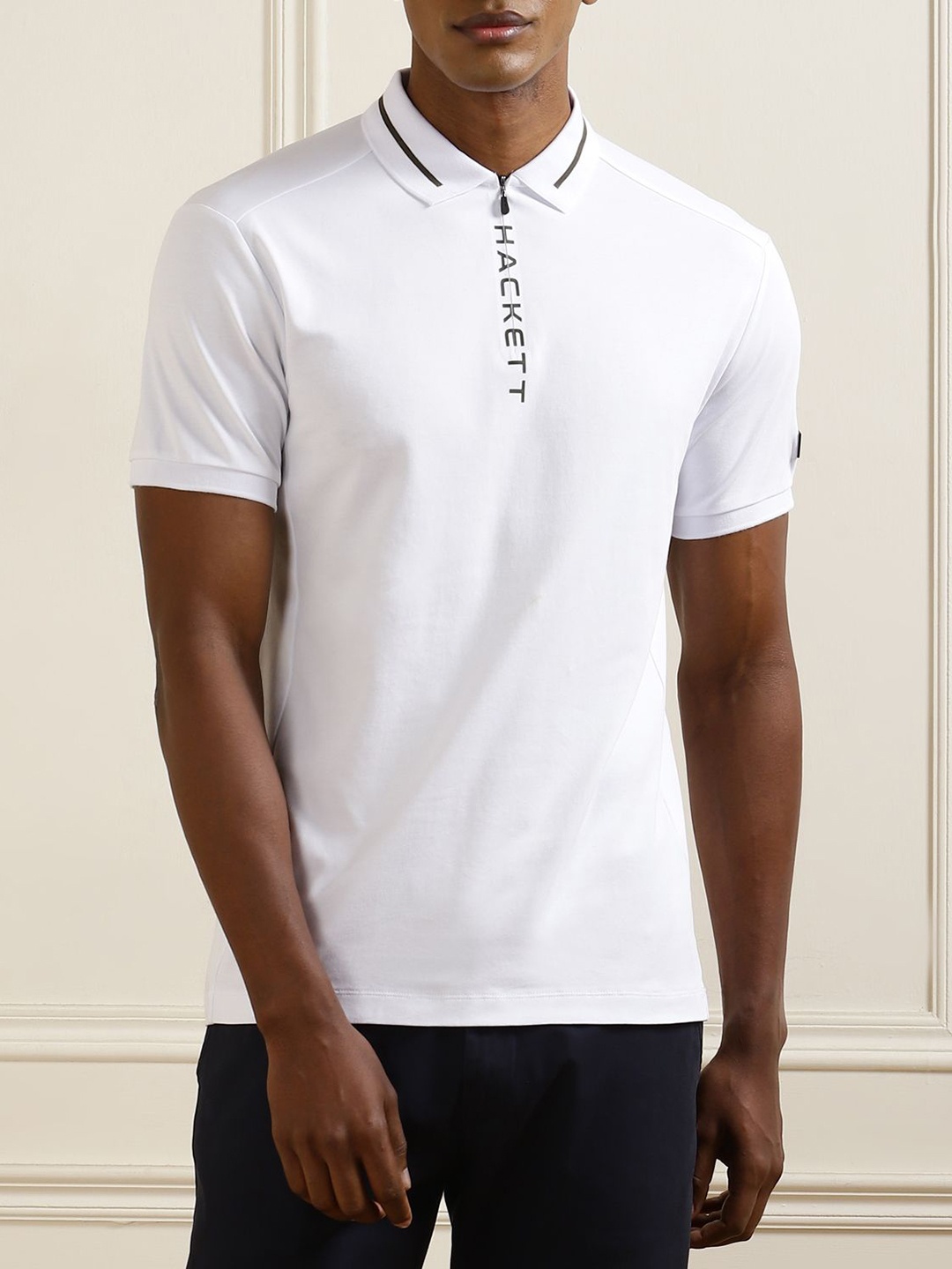 

HACKETT LONDON Men Polo Collar Applique Slim Fit T-shirt, White