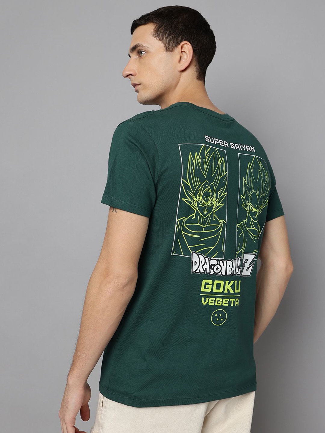 

Free Authority Men GOKU Printed Round Neck Cotton T-shirt, Green