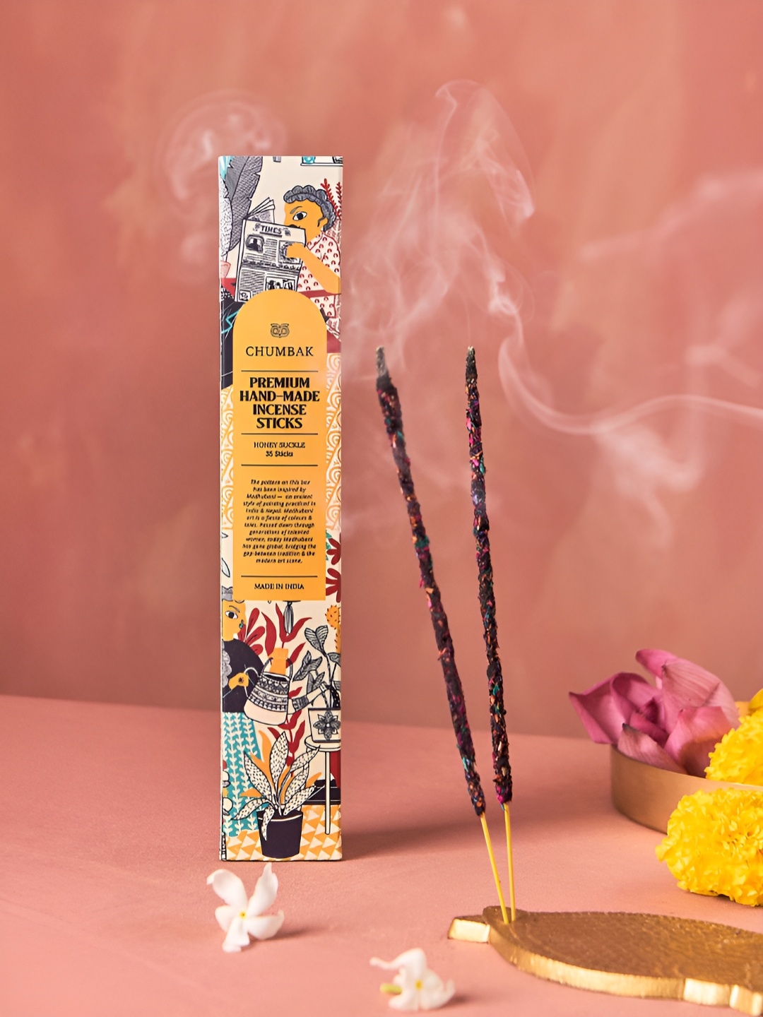 

Chumbak Yellow & White 35 Pieces Wooden Honey Suckle Incense Sticks