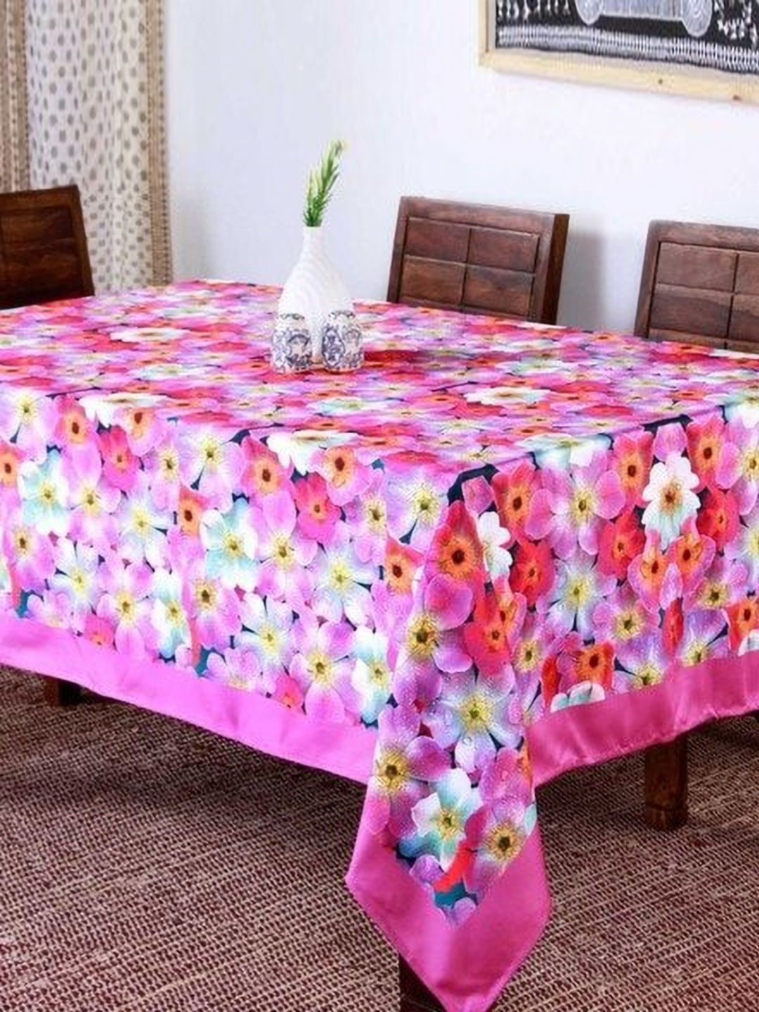 

Lushomes Pink Printed 6-Seater Table Cover