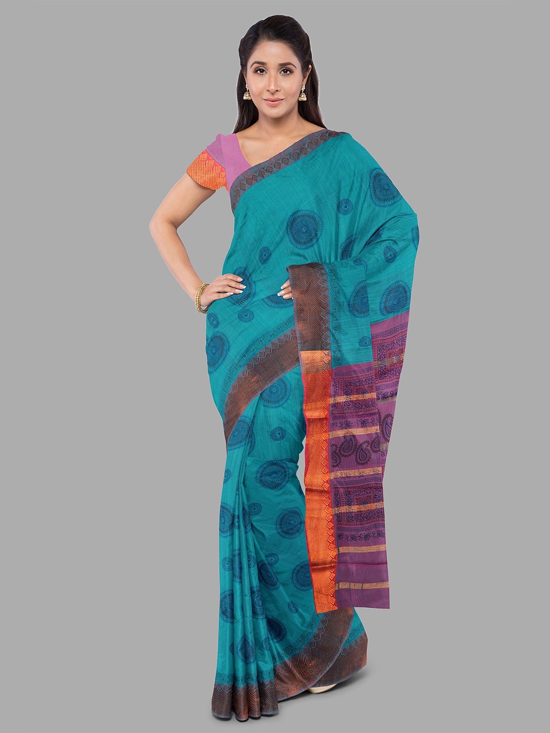

The Chennai Silks Women Zari Kota Saree, Blue