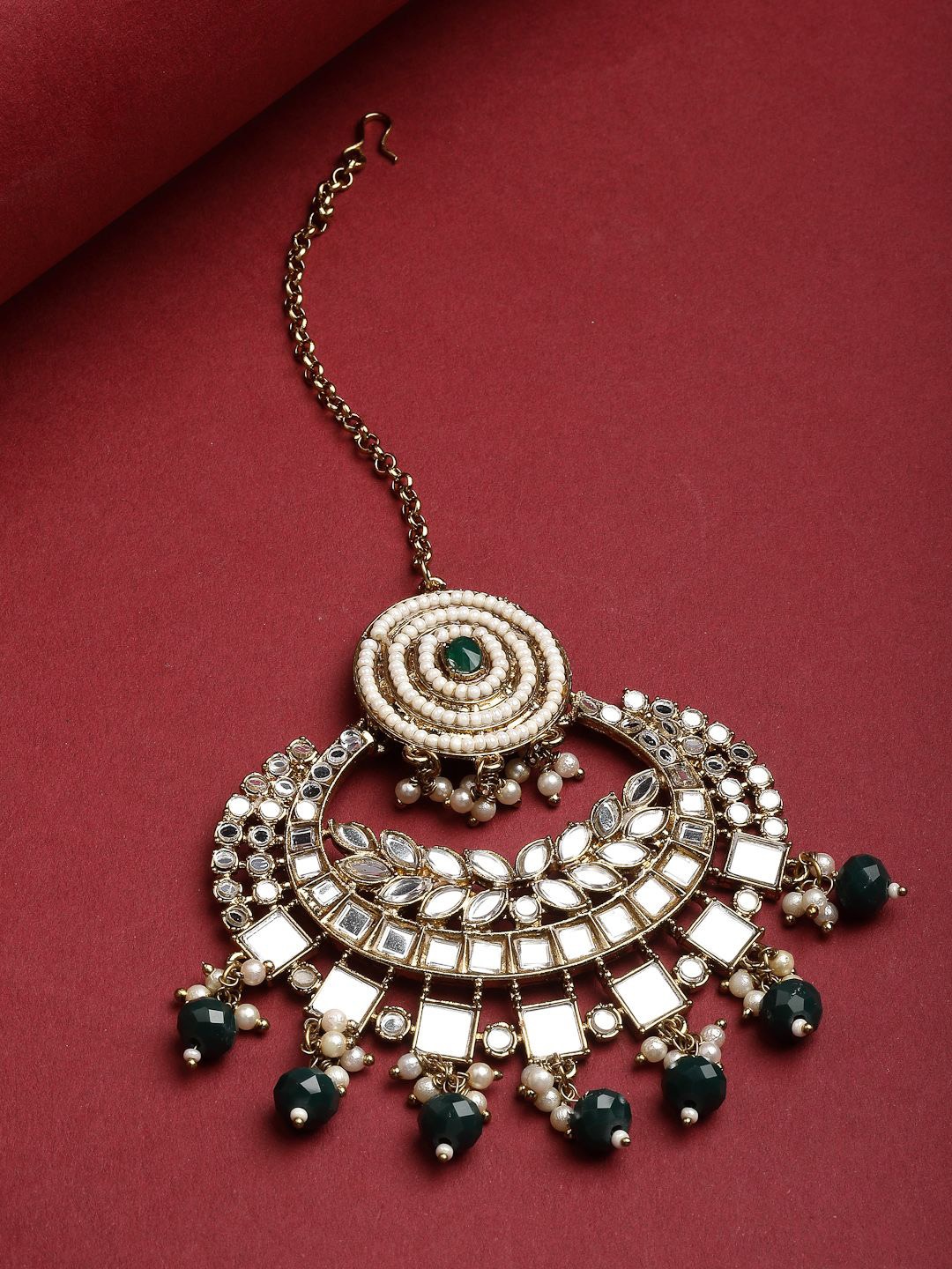 

Anouk Gold-Plated Maang Beaded Tikka Head Jewellery