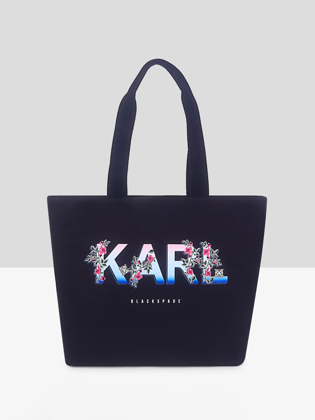 

Black Spade Women Floral Printed Shopper Tote Bag, Blue