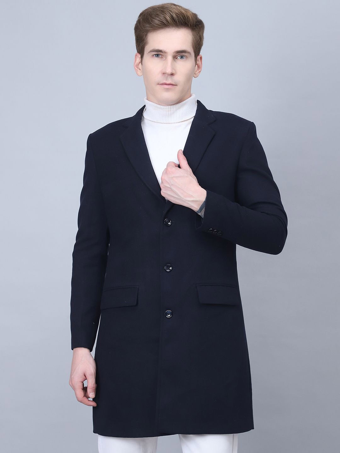 

HOUSE OF VEDAS Men Lightweight Longline Outdoor Tailored Jacket, Navy blue