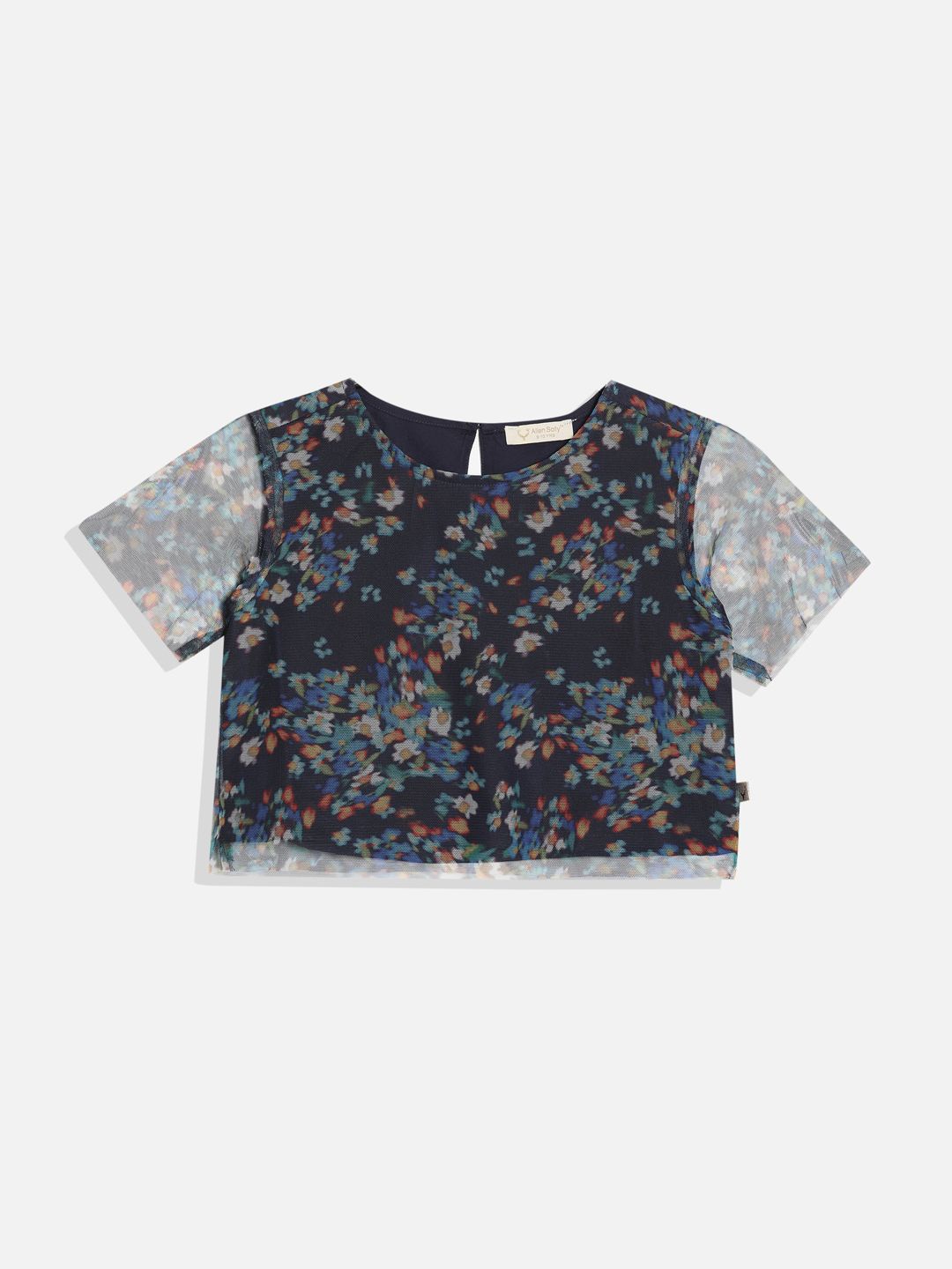 

Allen Solly Junior Girls Floral Print Cotton Top, Navy blue