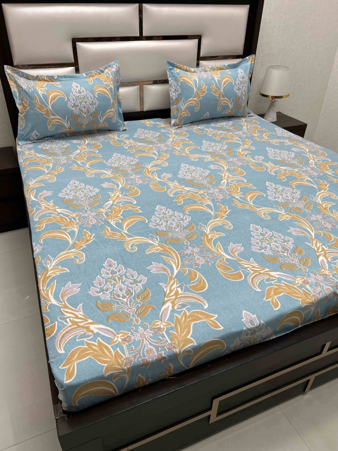 

Pure Decor Leisure Fur Blue Printed Microfiber 210TC King Bedsheet Set 2.73 x 2.72m