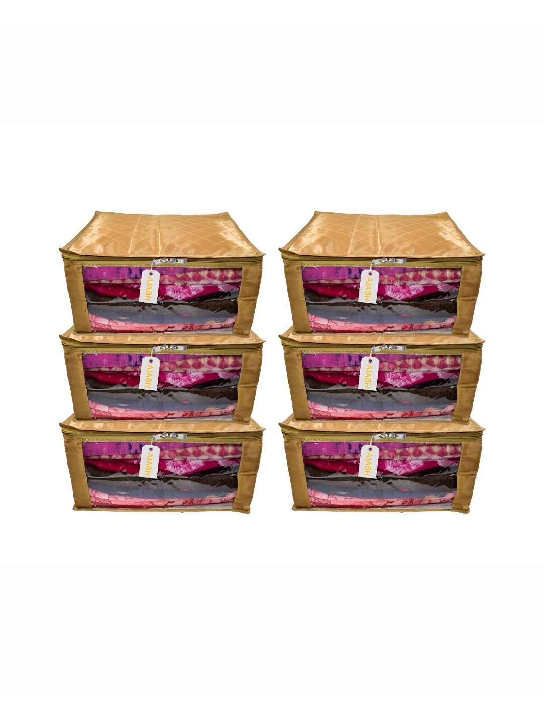 

Ajabh Gold-Toned 6 Pieces Checked Satin Saree Cover Organisers