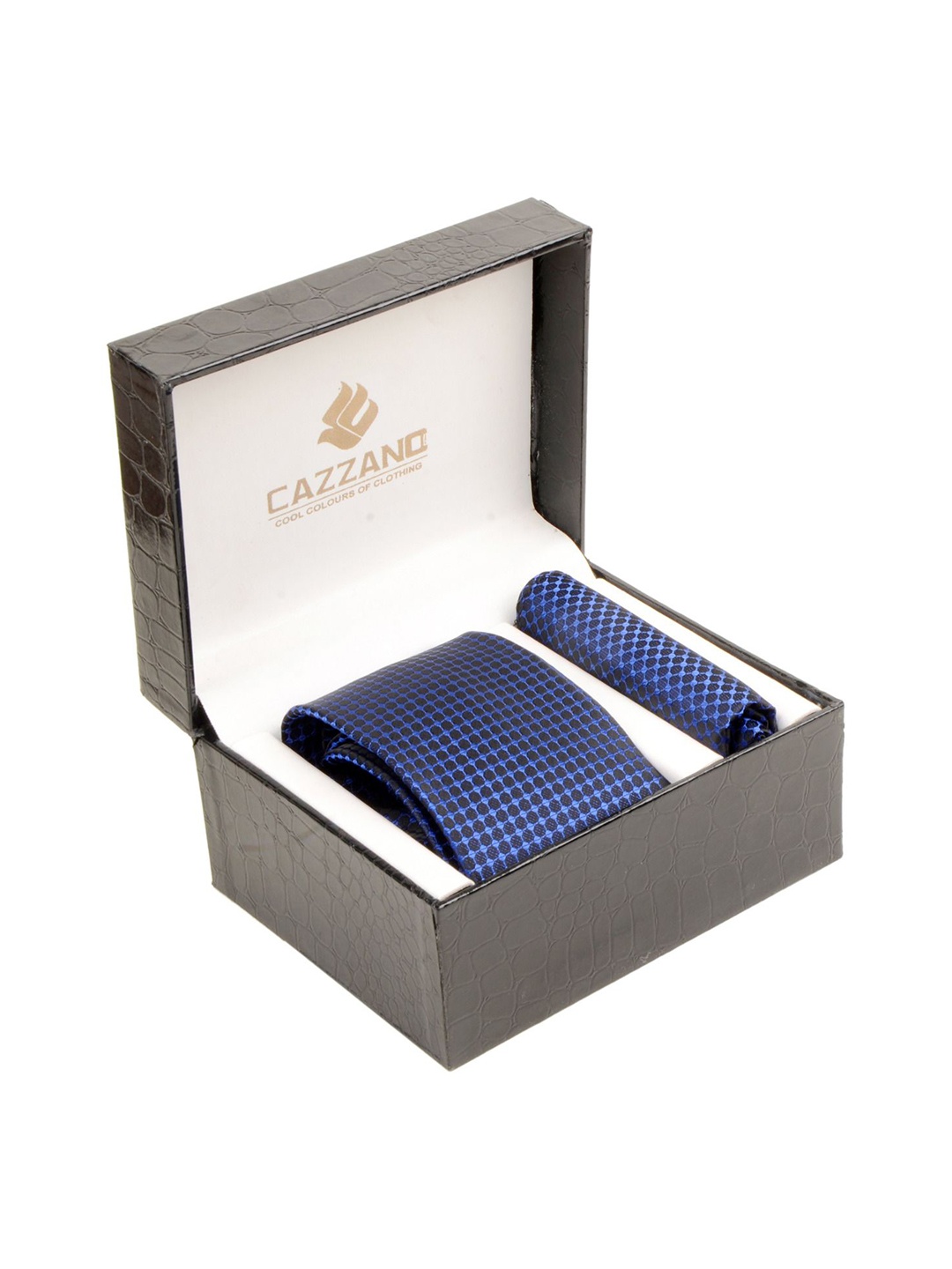 

Cazzano Men Tie and Pocket Square Accessory Gift, Blue