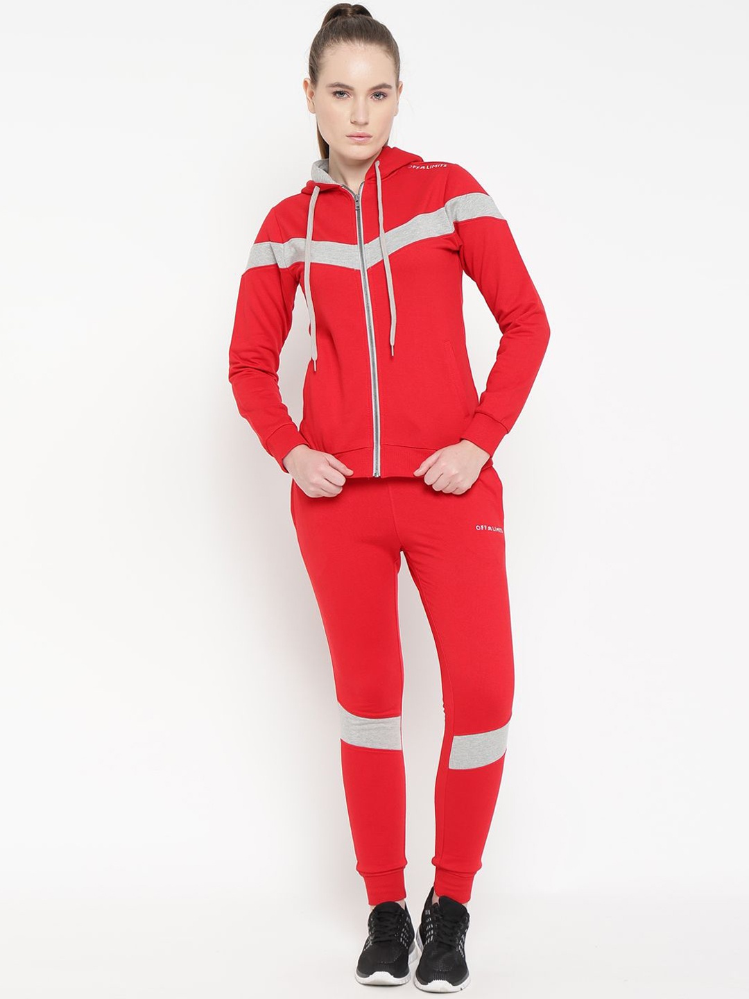 

OFF LIMITS Women Hooded Sweatshirt & Joggers Tracksuit, Red