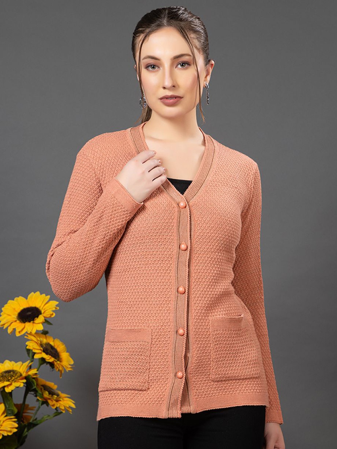 

Anouk Women Ribbed Cardigan, Peach