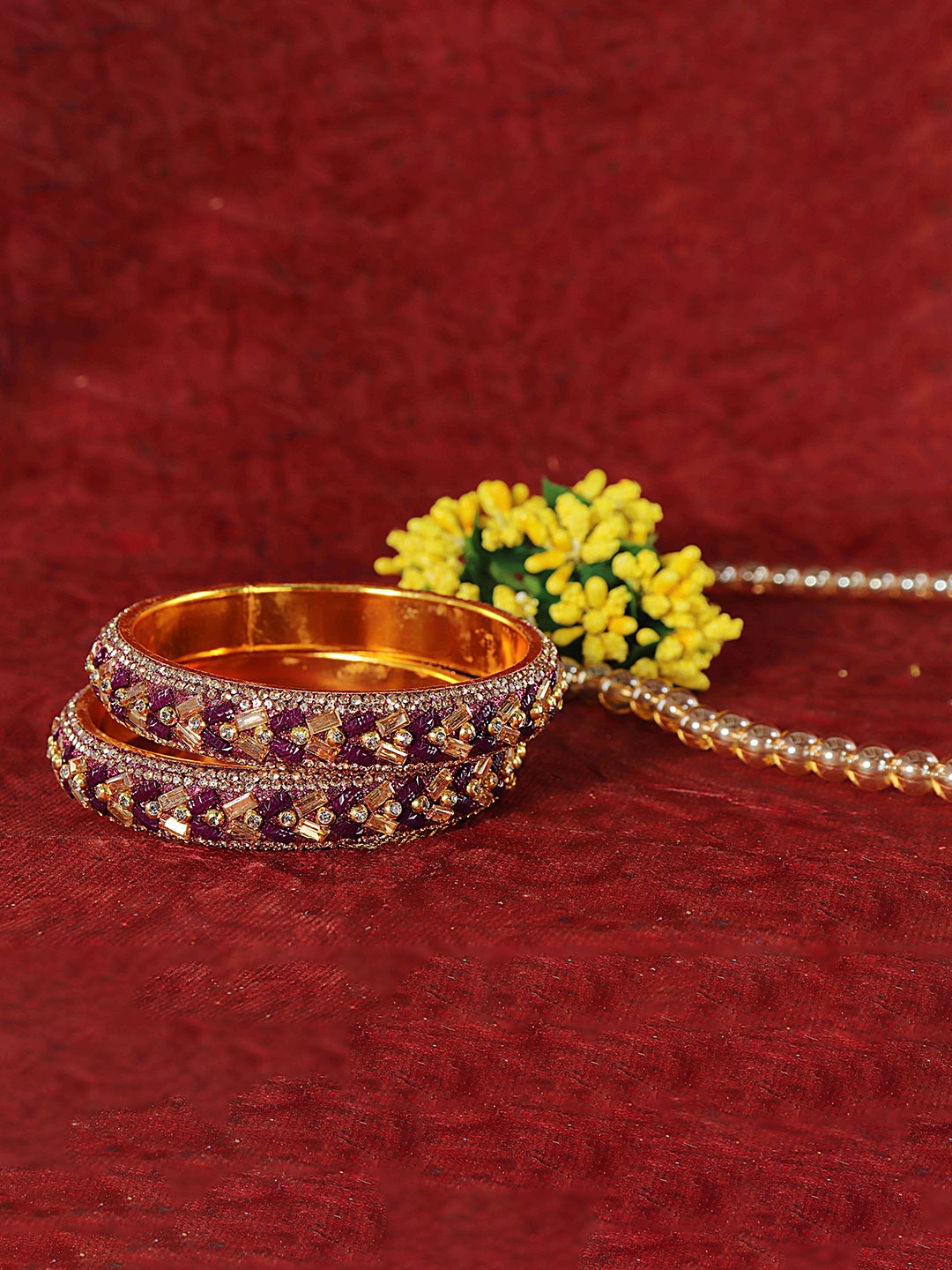 

LAVAZZA Set Of 2 Gold-Plated CZ & Diamond Stone Studded Bangles