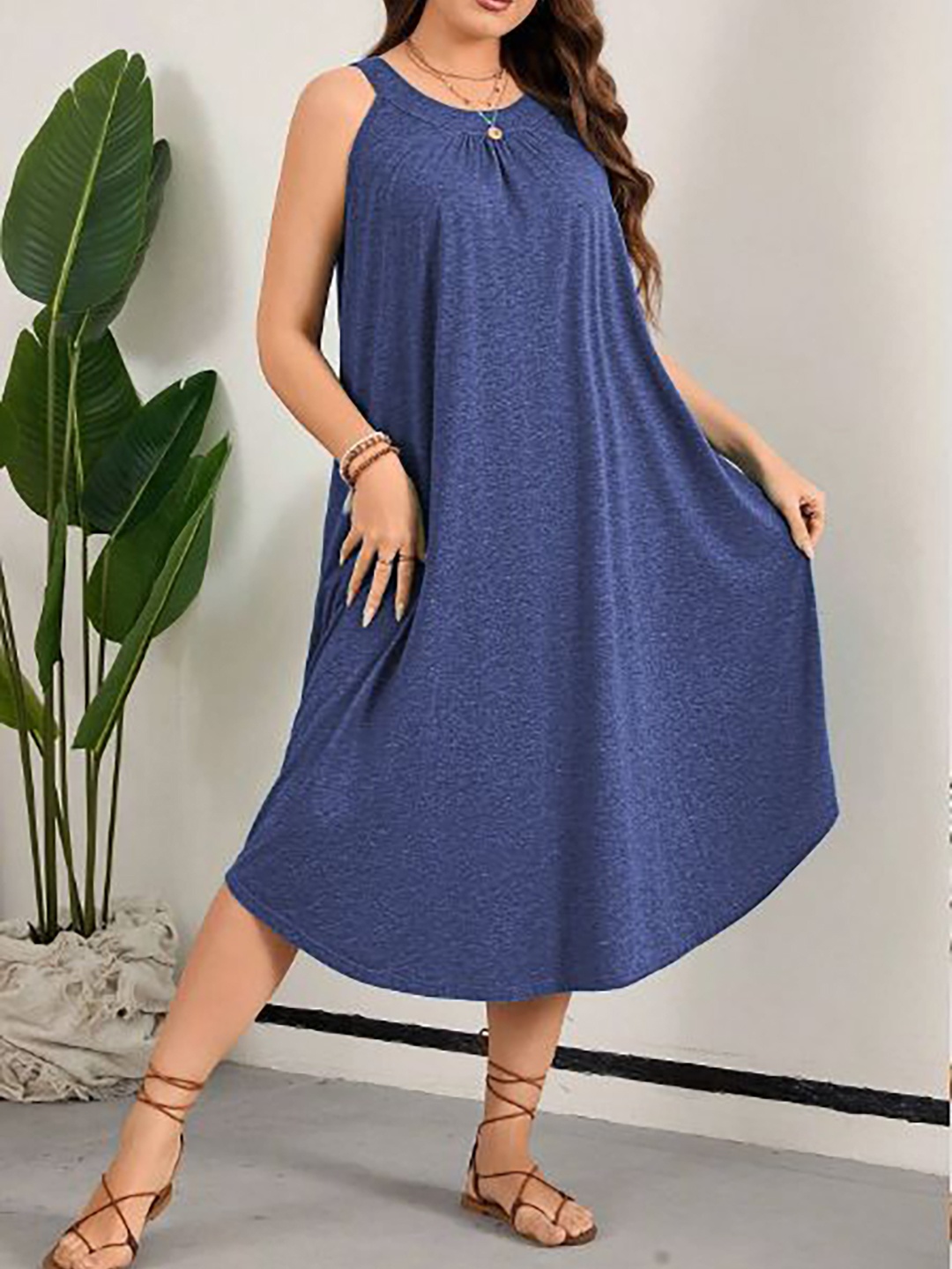 

StyleCast Women Self Design A-Line Midi Dress, Blue