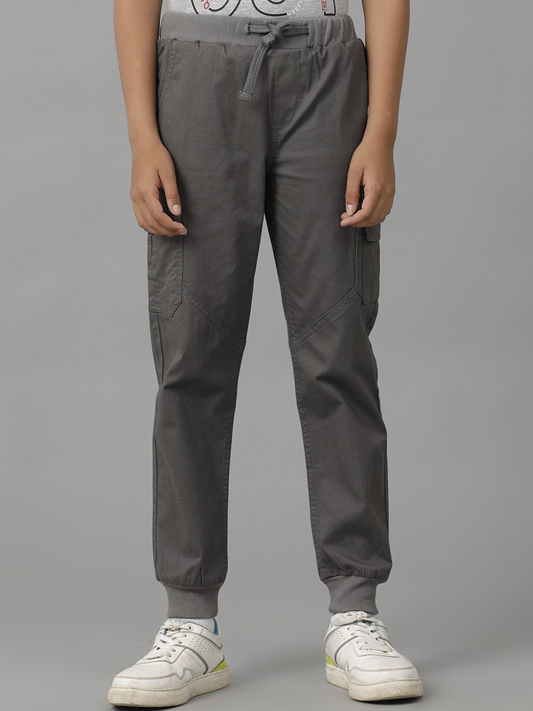 

UNDER FOURTEEN ONLY Boys Cotton Regular Fit Trousers, Grey