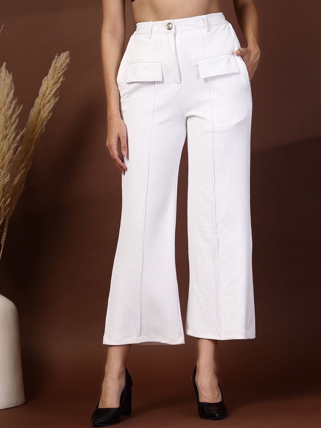 

plusS Women Loose Fit Trousers, White