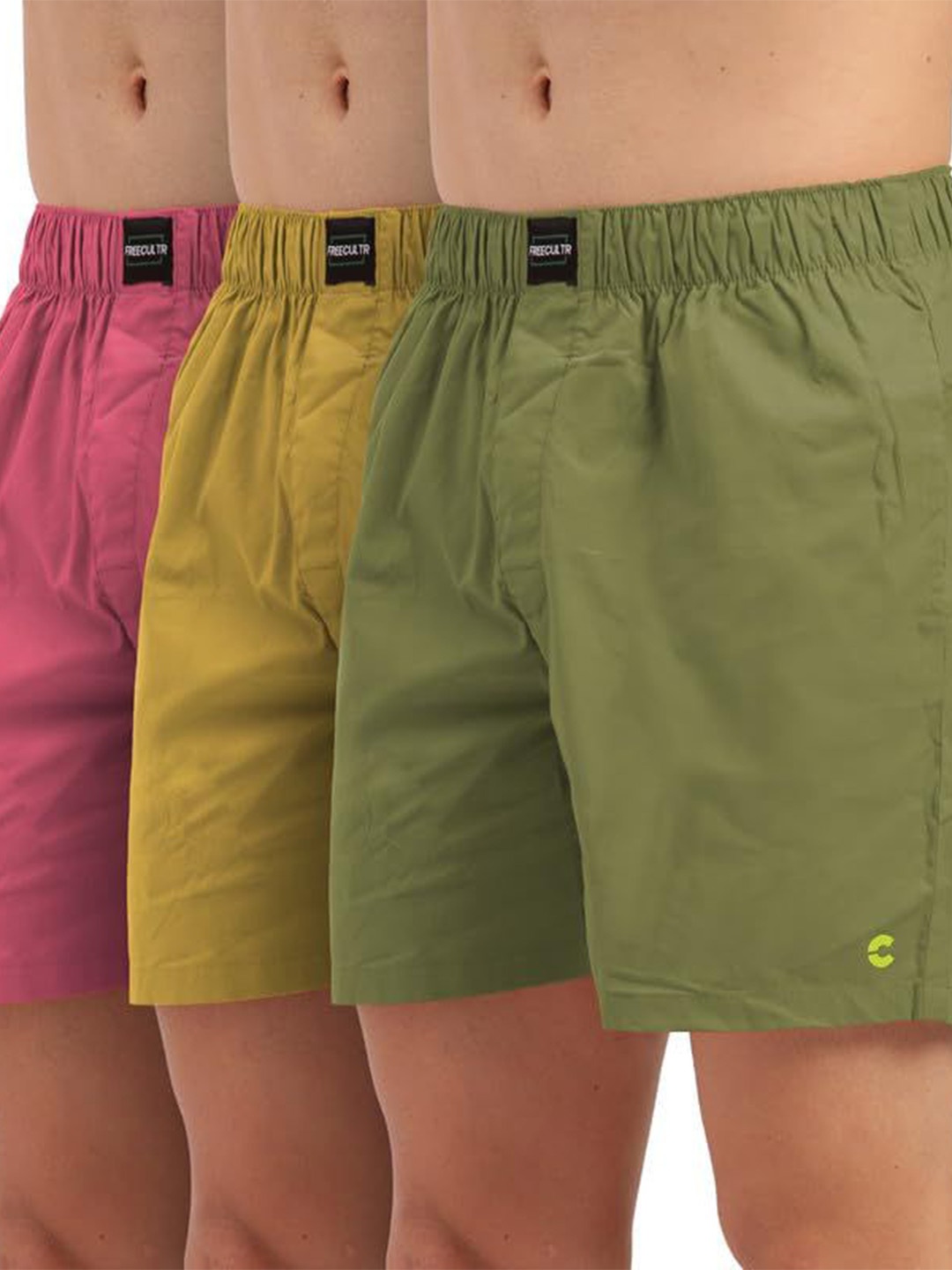 

FREECULTR Men Pack Of 3 Cotton Boxers, Pink