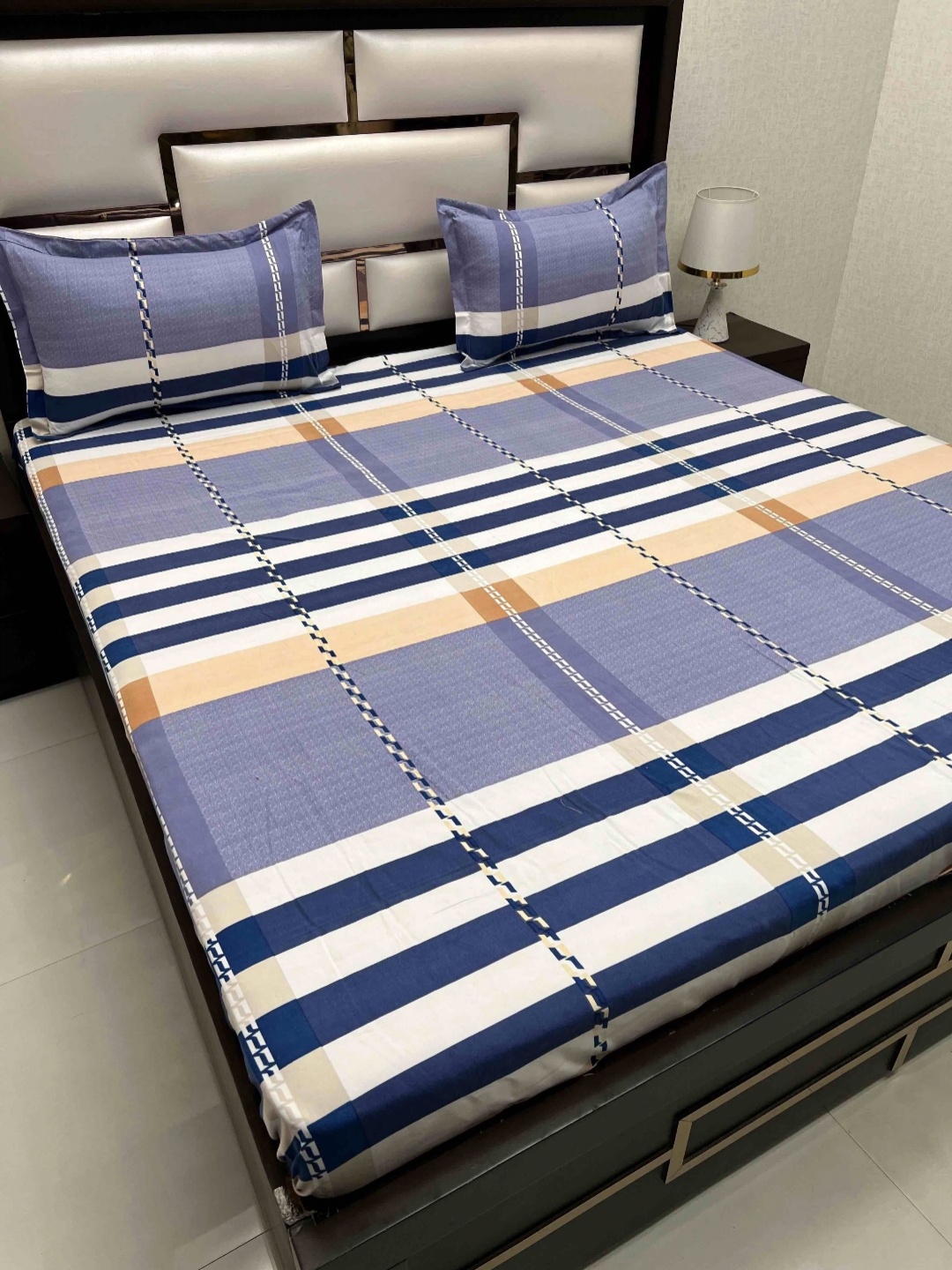 

Pure Decor King Size Double Bed Bedsheet With 2 Pillow Covers 2.74m X 2.74m, Blue