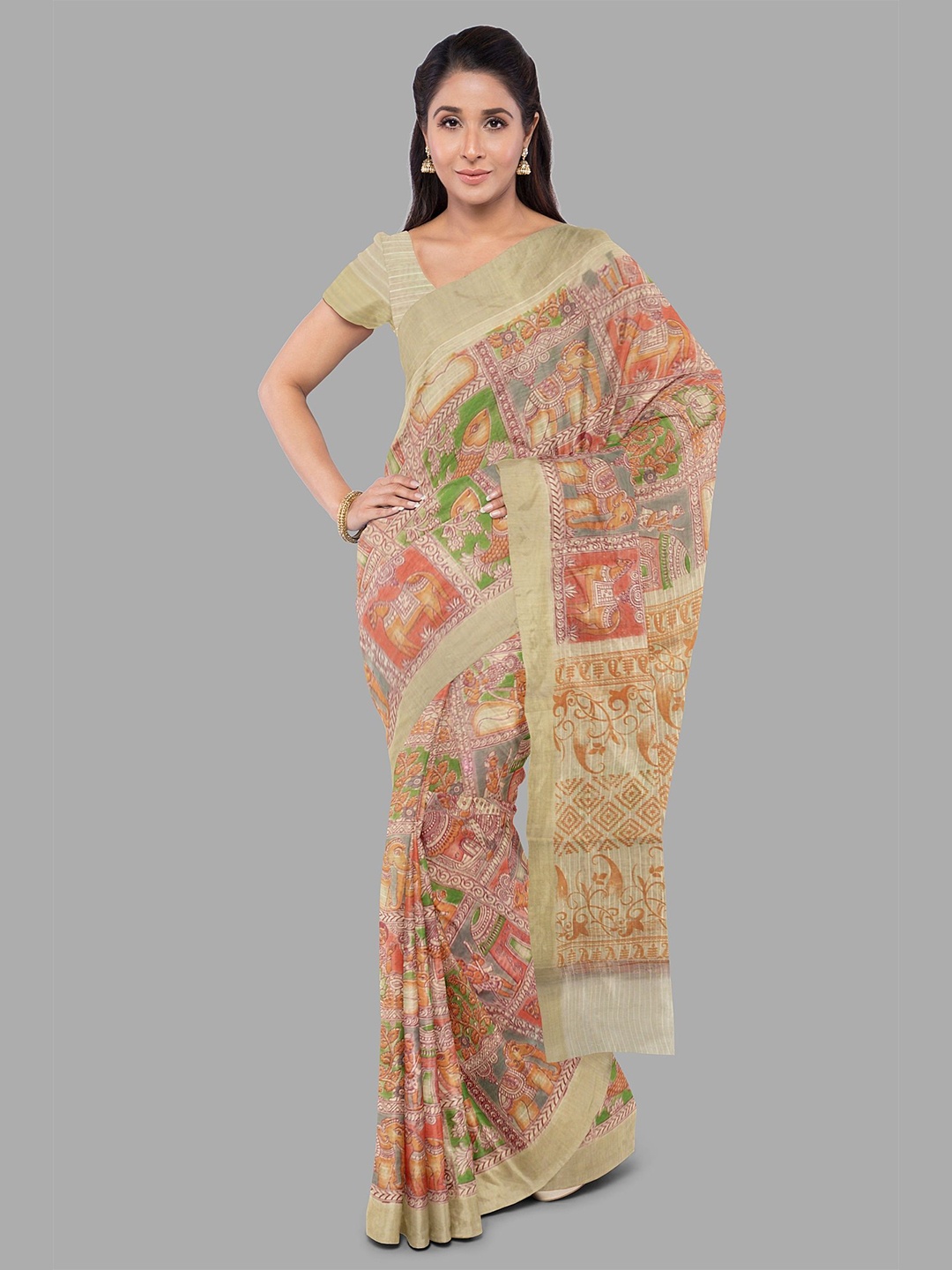 

The Chennai Silks Women Ethnic Motifs Zari Kota Saree, Brown