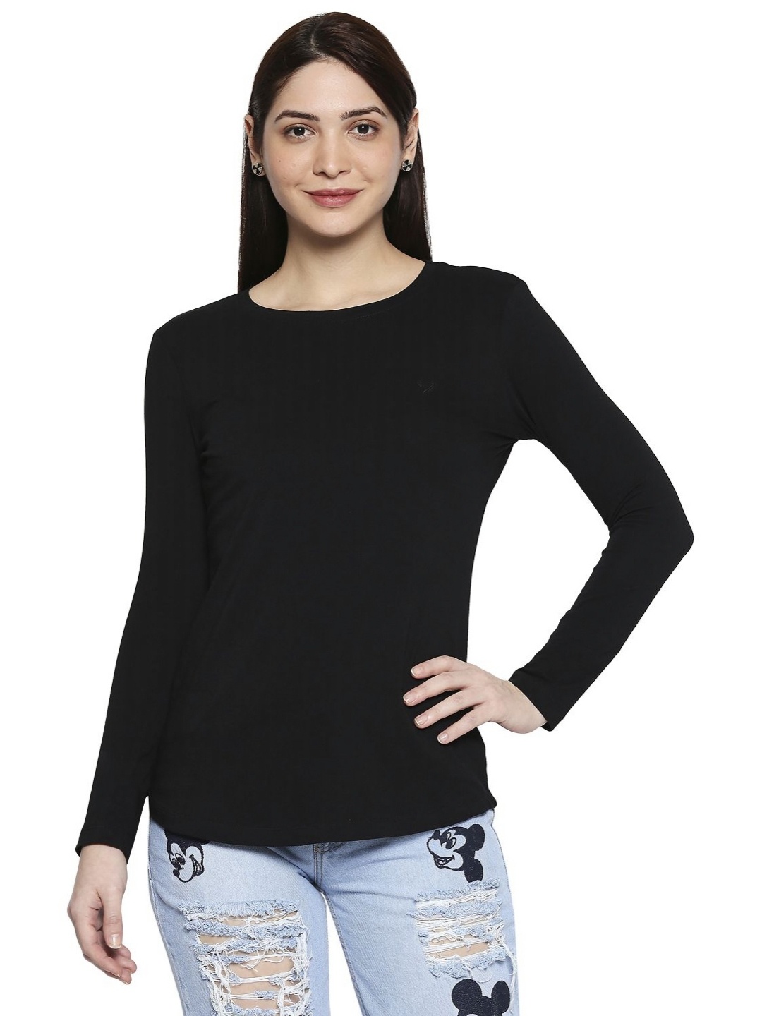 

AMMARZO Round Neck Long Sleeves T-shirt, Black