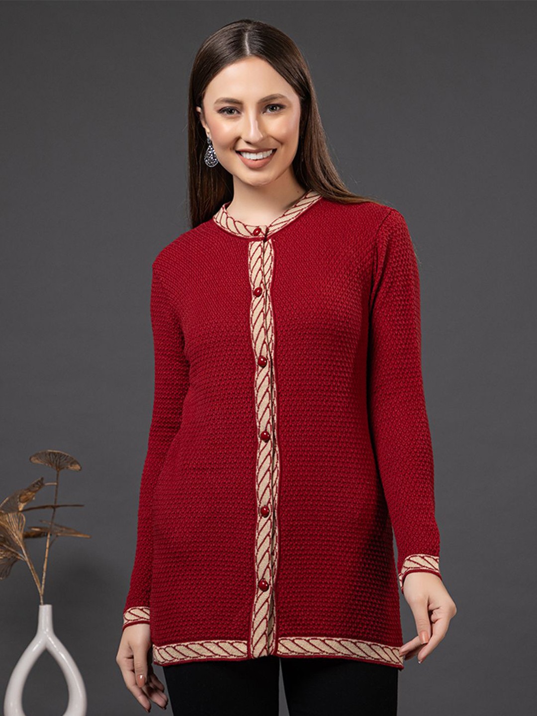 

Anouk Womens Solid Cardigan, Maroon