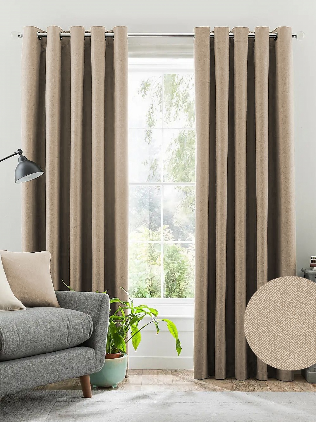 

Nefertiti Home Brown 2 Pieces Black Out Long Door Curtains