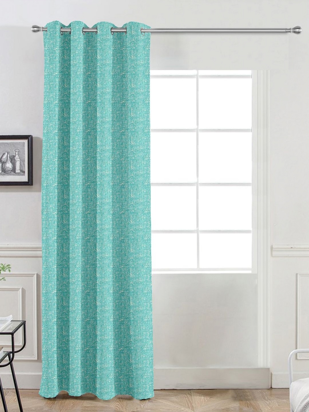

Divine Casa Green Self Design Black Out Door Curtain