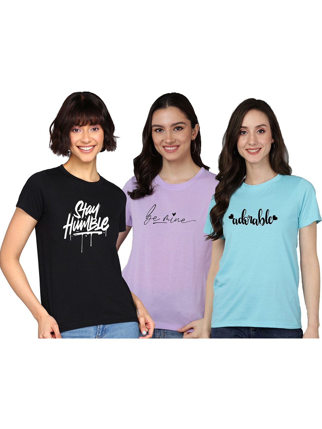 

Adyavastram Women Graphic Printed Round Neck Cotton T-shirt, Purple