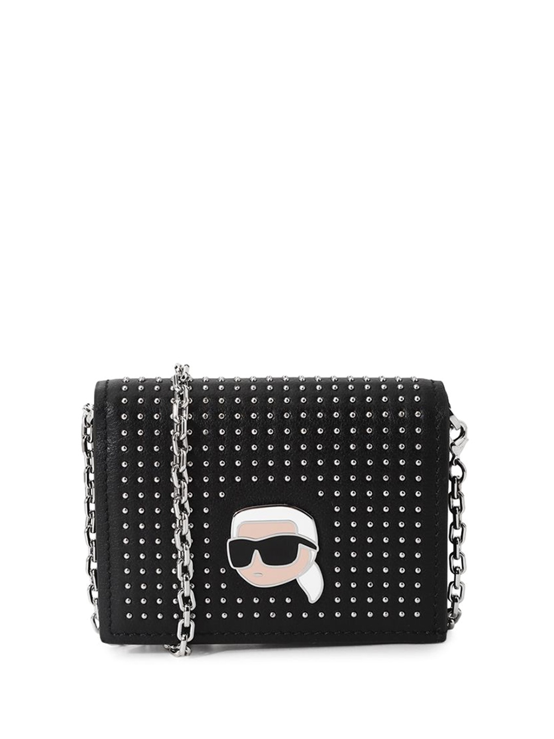 

Karl Lagerfeld Women Embellished Crossbody Leather Sling Bag, Black