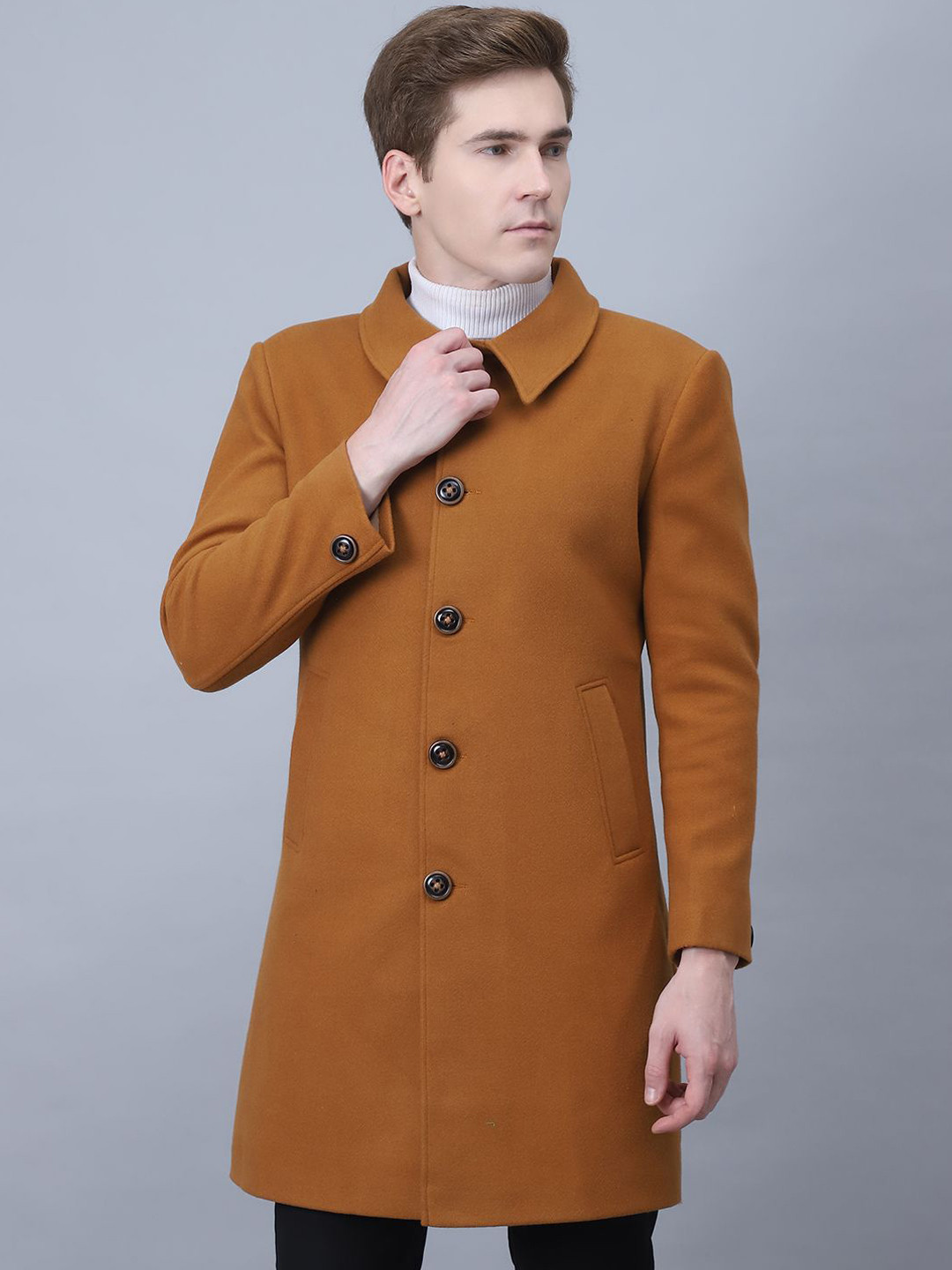 

HOUSE OF VEDAS Men Lightweight Longline Outdoor Tailored Jacket, Tan